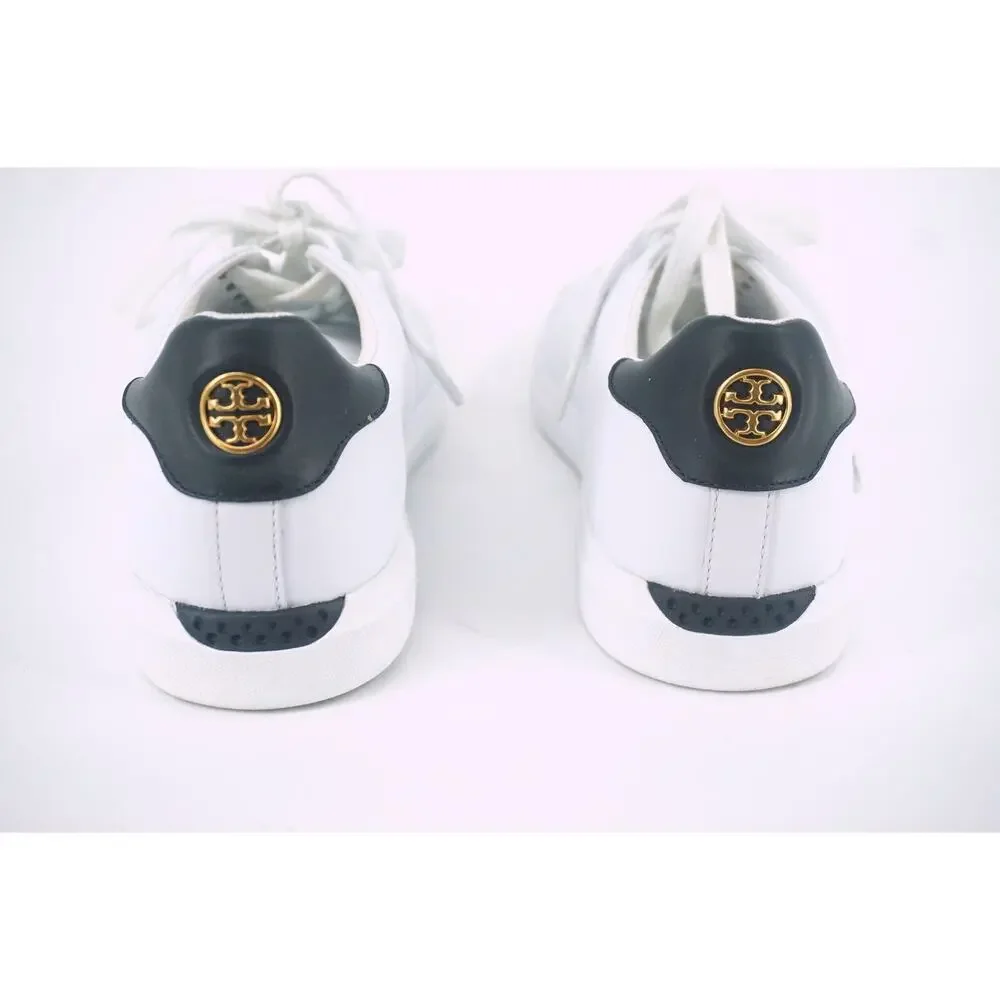 Tory Burch Howell Court White Leather Sneakers SZ 8.5 Tennis low top logo $248